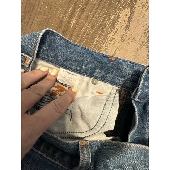 VTG 7 for all mankind jeans Light Wash Split Raw Hem USA Straight Leg Bootcut - Picture 11 of 13